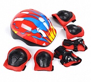 Комплект защиты со шлемом от 4 до 9 лет(Красный)